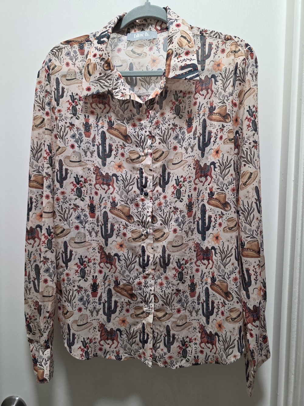 Blue B. Collection Western Print Long-Sleeve Blouse